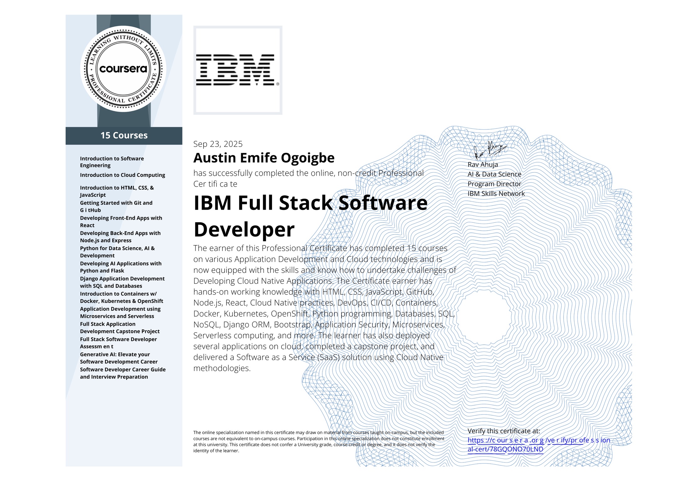 IBM Full Stack Certificate